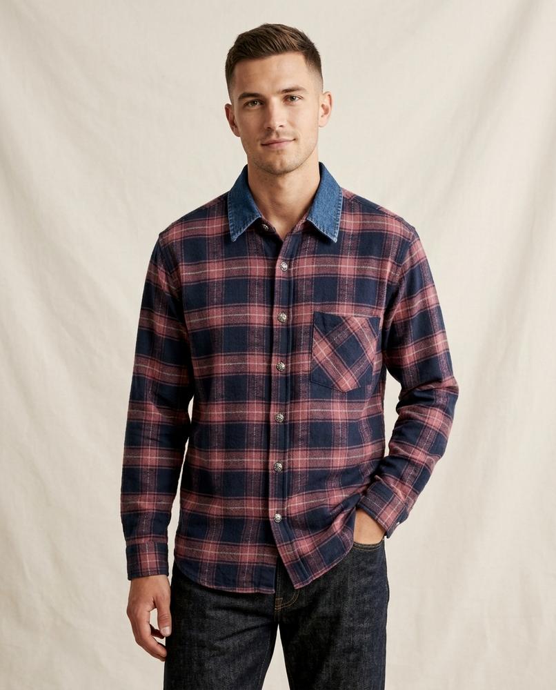 Lands Fashion - Timon | Plaid Contrast-Collar Shirt Men