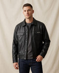 Lands Fashion - Yovel | Embossed Button-Front Leather Jacket Men