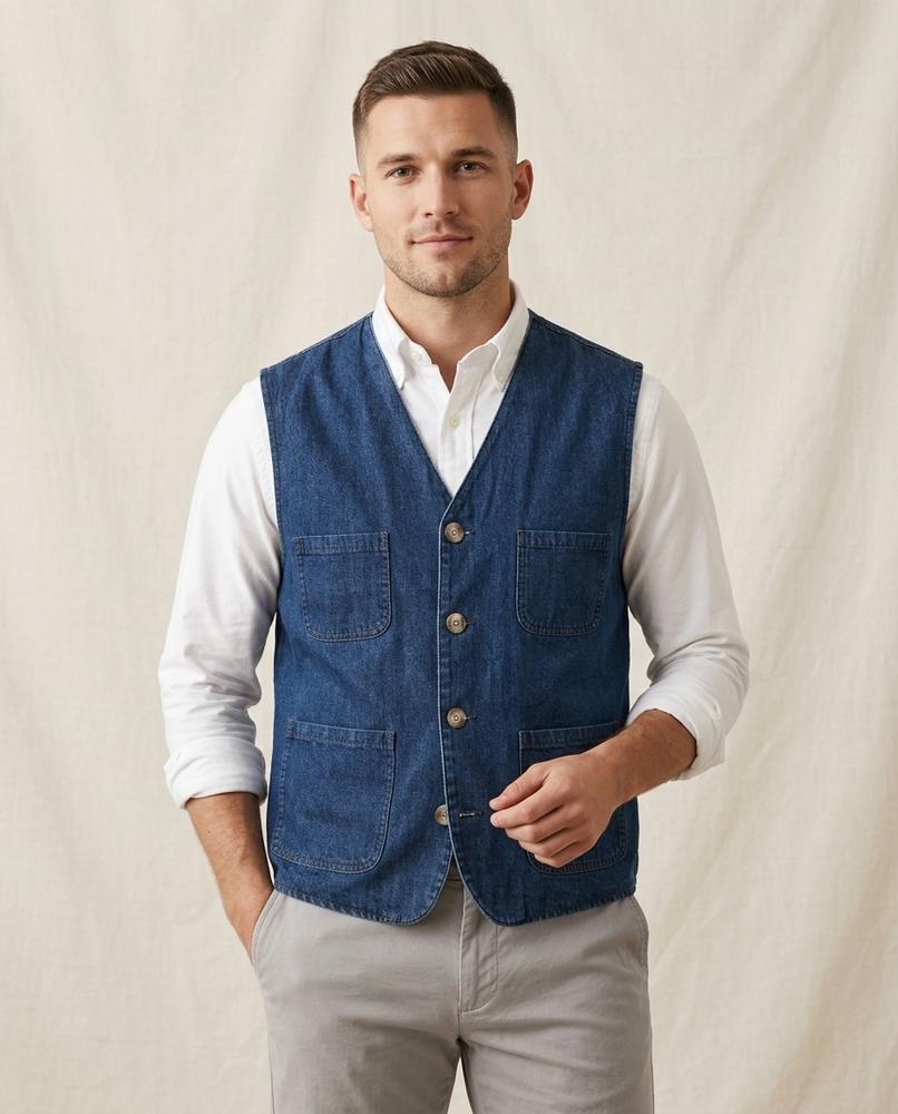 Lands Fashion - Eltir | Denim Button-Front Vest Men