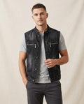 Lands Fashion - Milan | Washed Denim Stand-Collar Vest Men