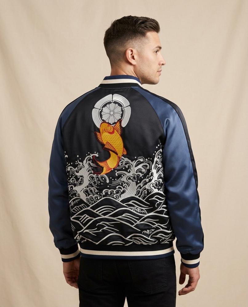 Lands Fashion - Lyver | Embroidered Satin Jacket Men
