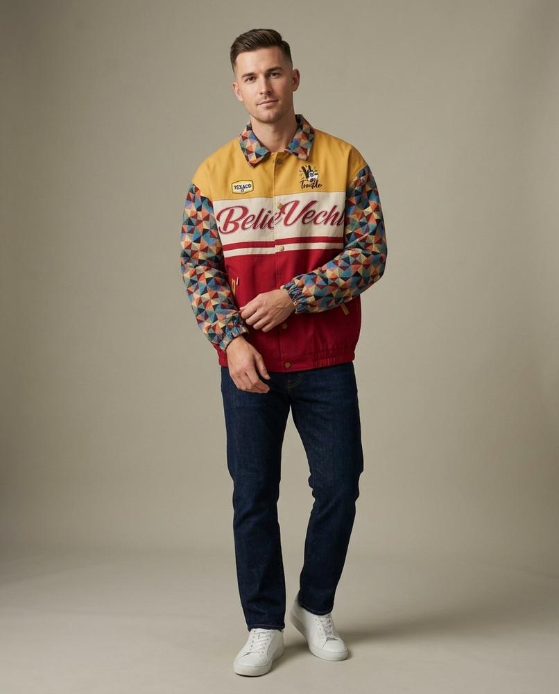 Lands Fashion - Madan | Color-Block Embroidered Jacket Unisex