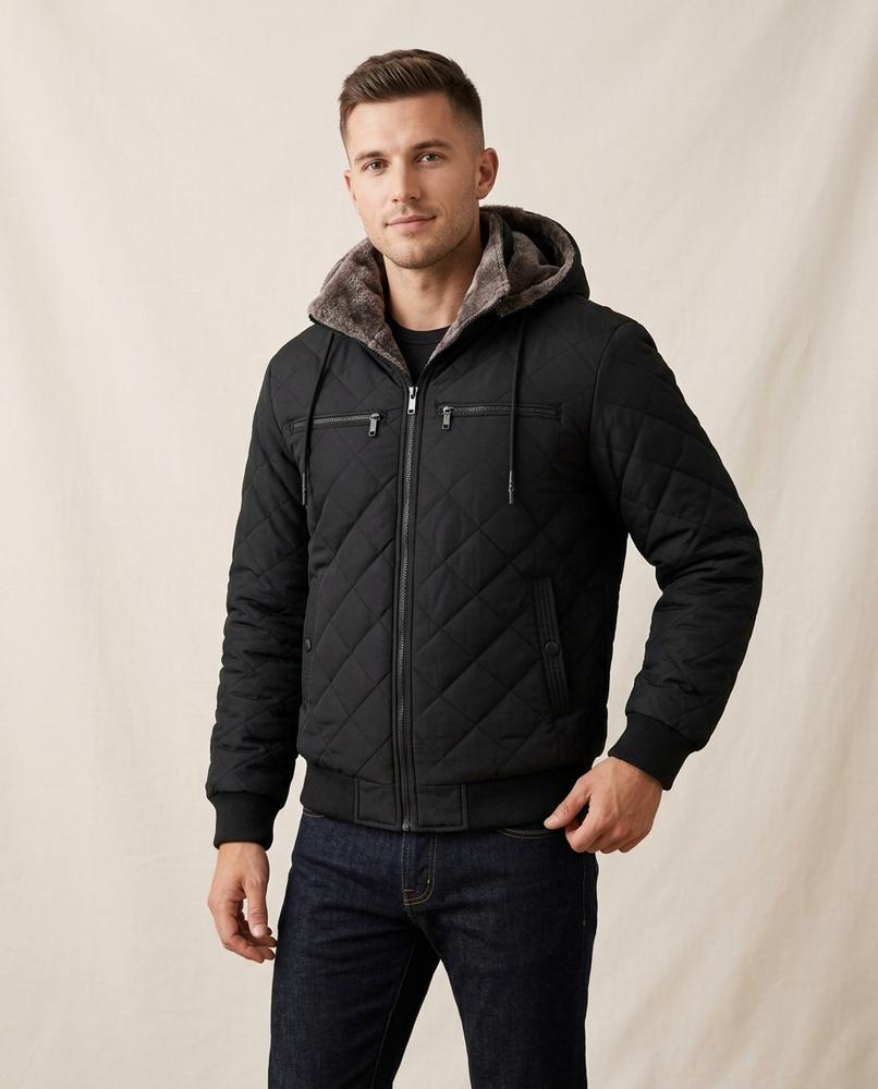 Lands Fashion - Elsan | Quilted Hooded Jacket Men