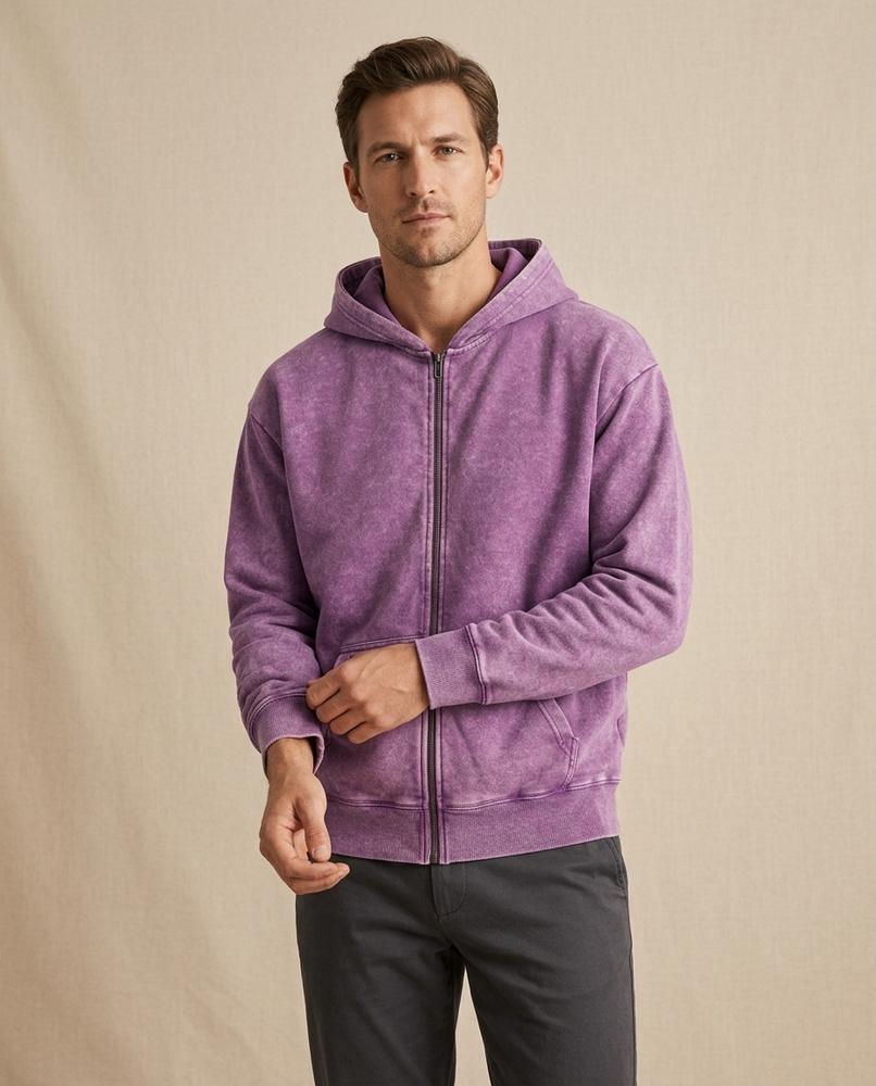 Lands Fashion - Darev | Washed Zip-Up Hoodie Men