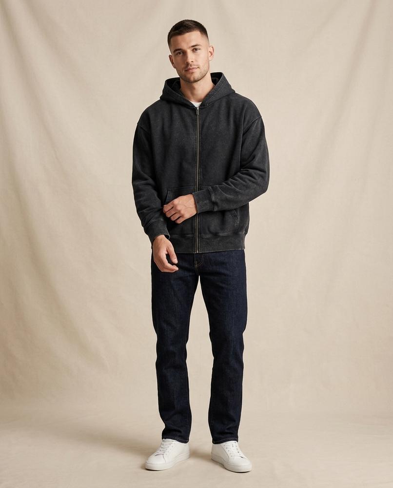 Lands Fashion - Darev | Washed Zip-Up Hoodie Men