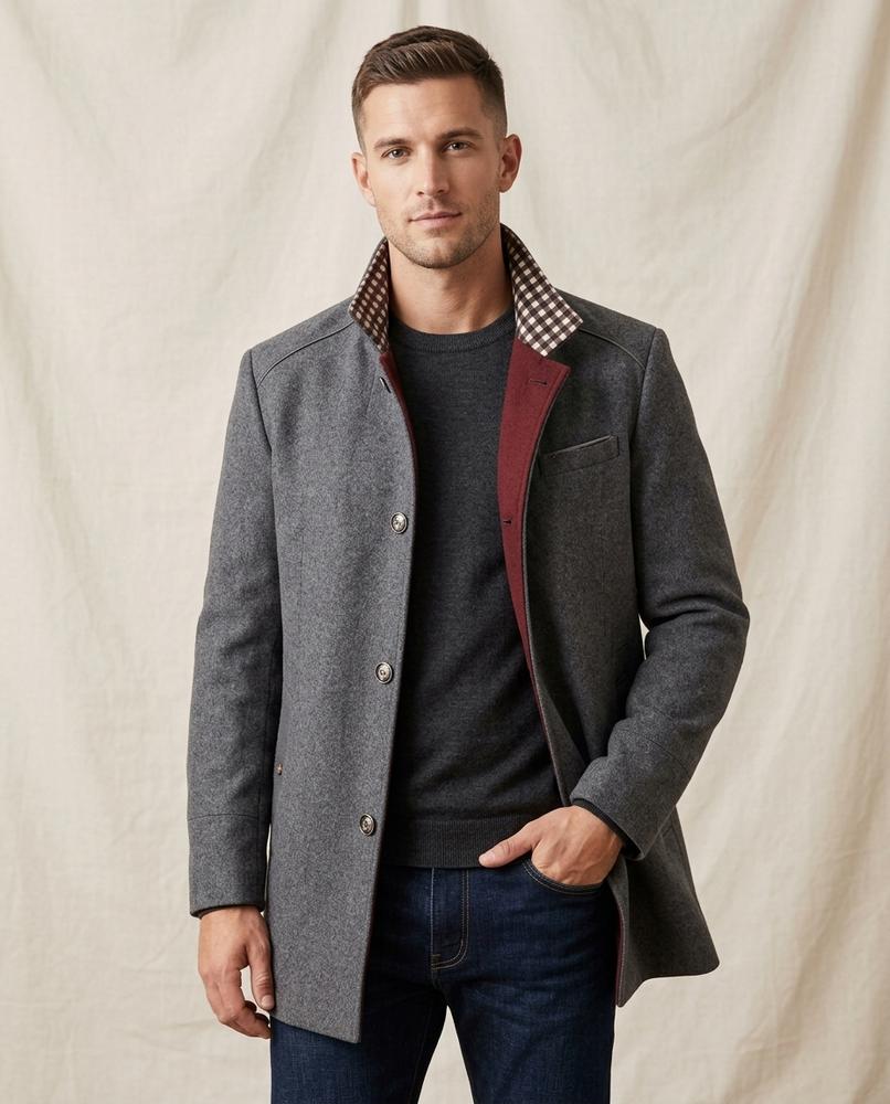 Lands Fashion - Kerev | Stand-Collar Buttoned Coat Men