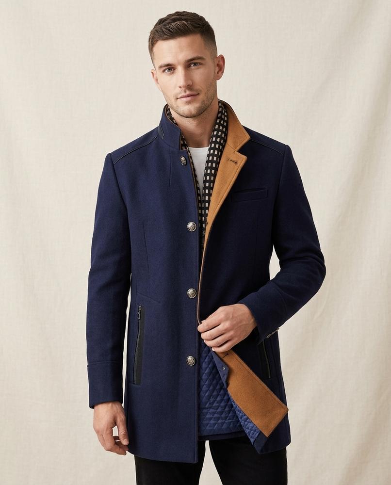 Lands Fashion - Kerev | Stand-Collar Buttoned Coat Men