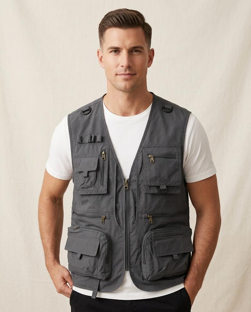 Lands Fashion - Madar | Multi-Pocket Zip-Up Vest Men