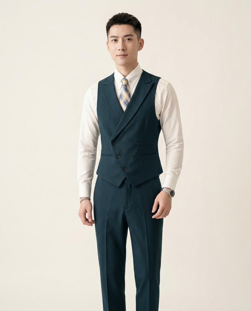 Lands Fashion - Nomir | Double-Breasted Slim Fit Suit Men