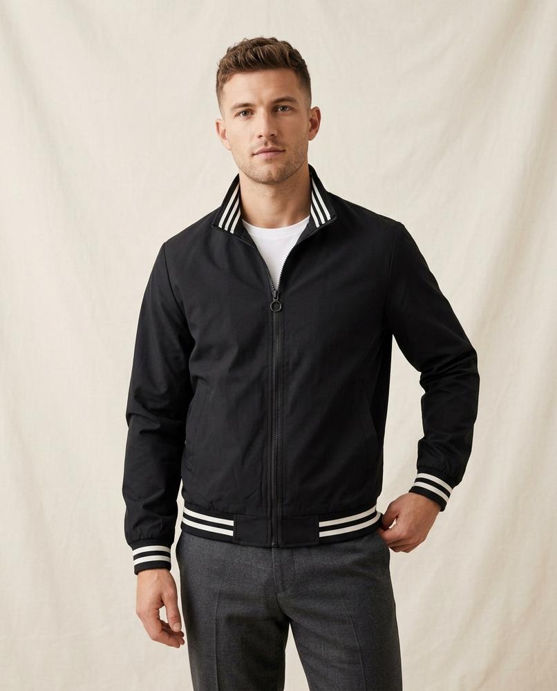 Lands Fashion - Nirel | Zip-Up Striped-Trim Jacket Men