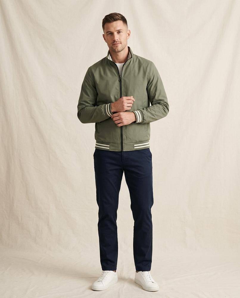 Lands Fashion - Nirel | Zip-Up Striped-Trim Jacket Men