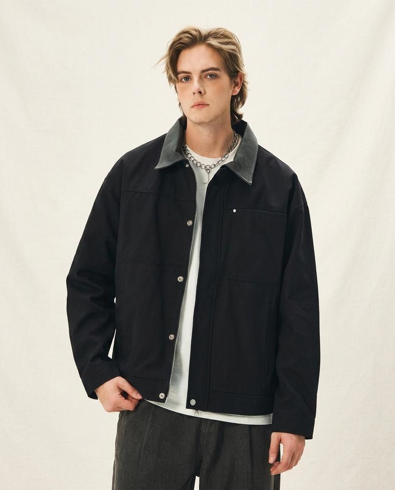 Lands Fashion - Tatir | Canvas Contrast-Collar Jacket Men