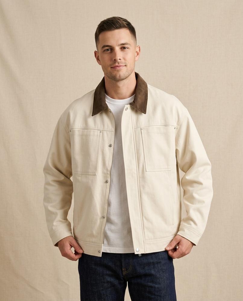Lands Fashion - Tatir | Canvas Contrast-Collar Jacket Men