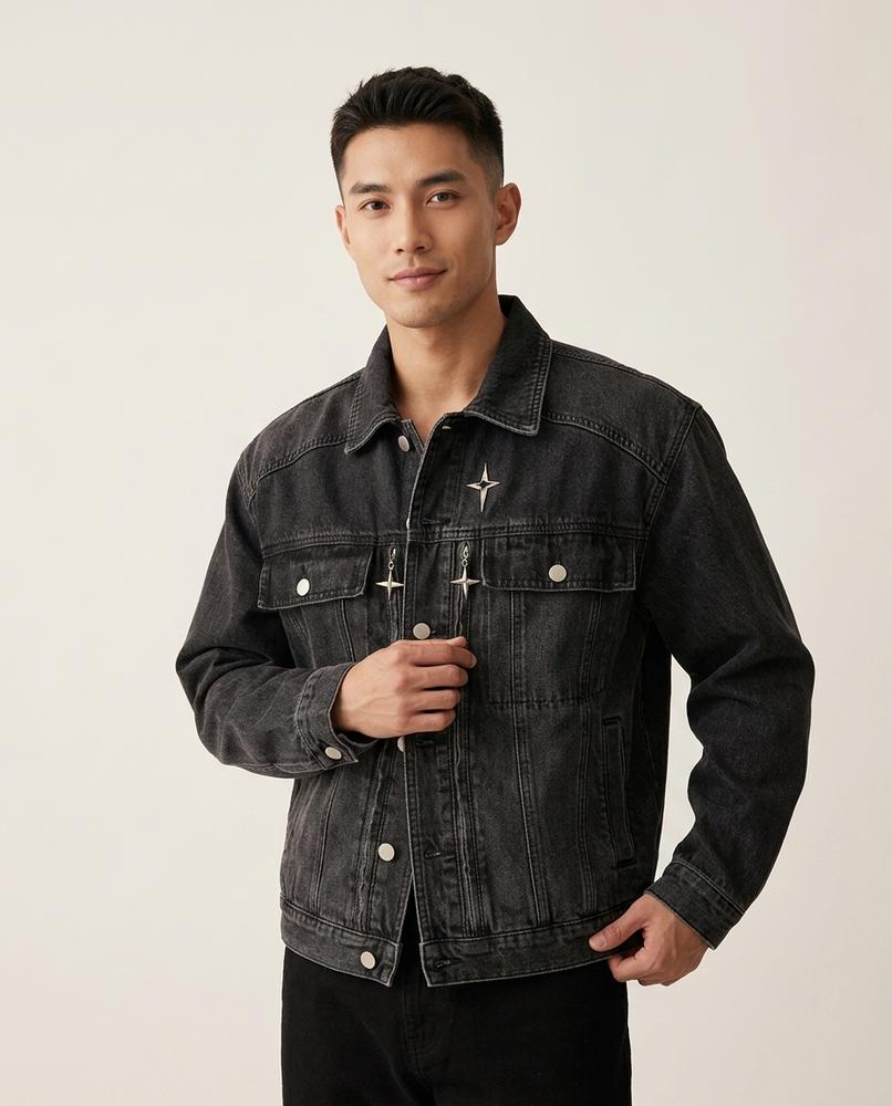 Lands Fashion - Nemin | Washed Button-Front Denim Jacket Men