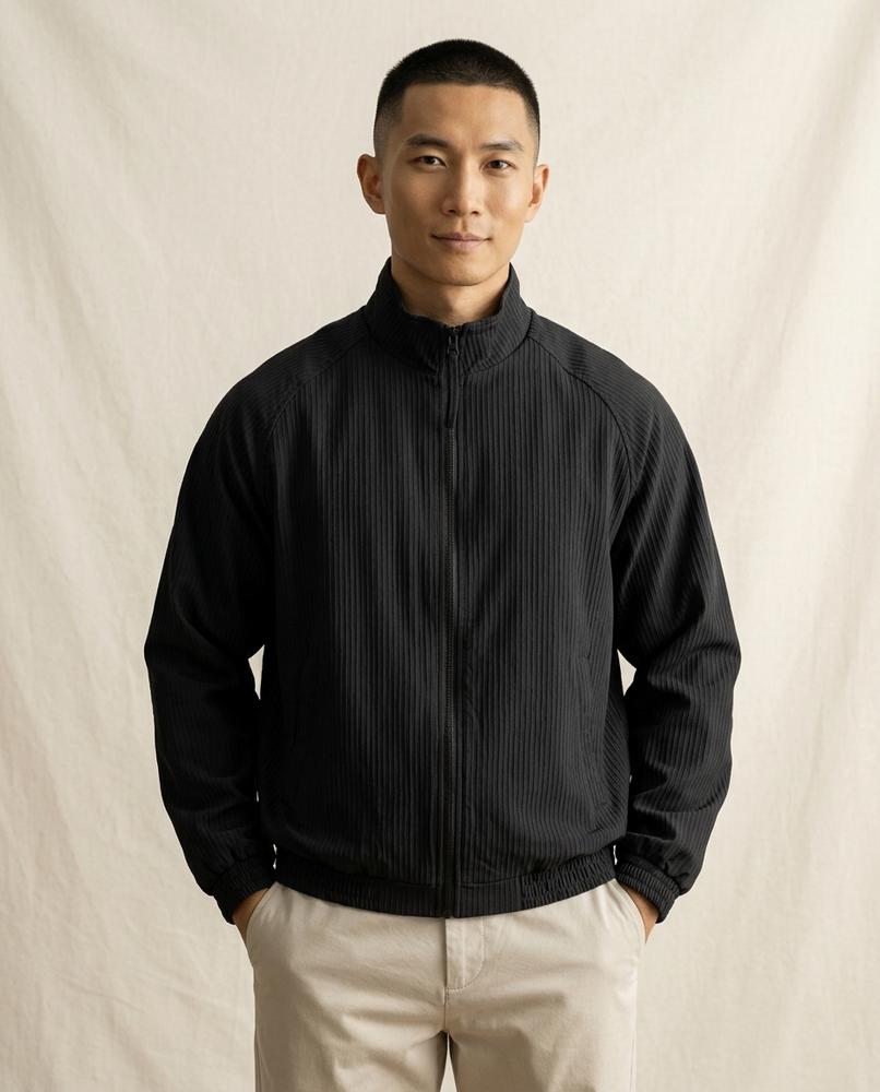 Lands Fashion - Saral | Ribbed Stand-Collar Jacket Men