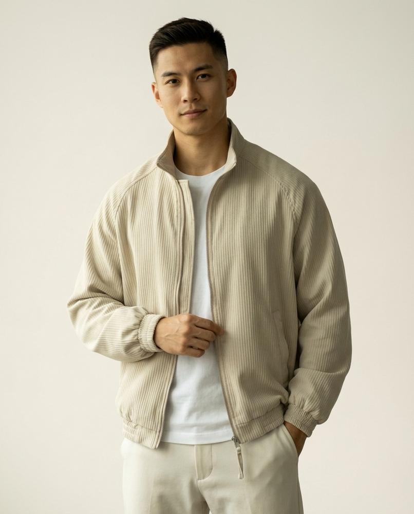 Lands Fashion - Saral | Ribbed Stand-Collar Jacket Men