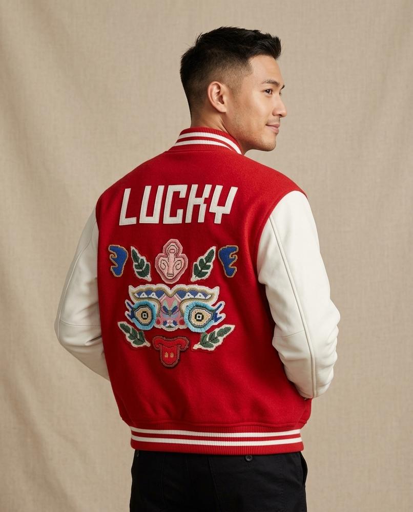 Lands Fashion - Kedod | Embroidered Contrast-Sleeve Jacket Unisex