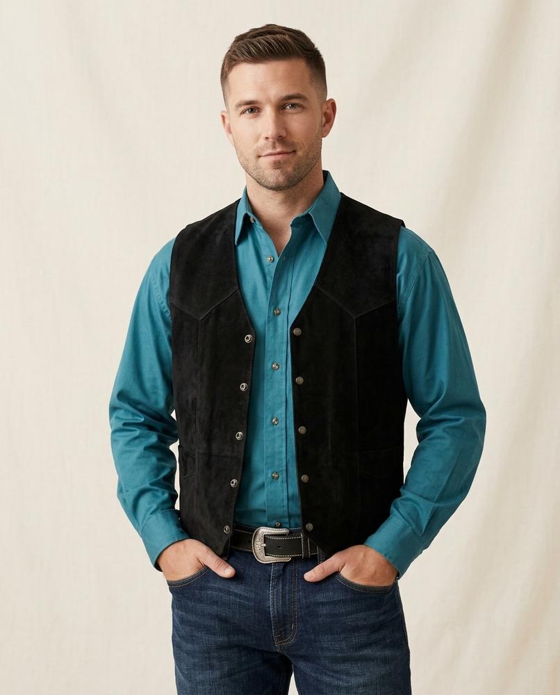 Lands Fashion - Alken | Suede Snap-Button Vest Men