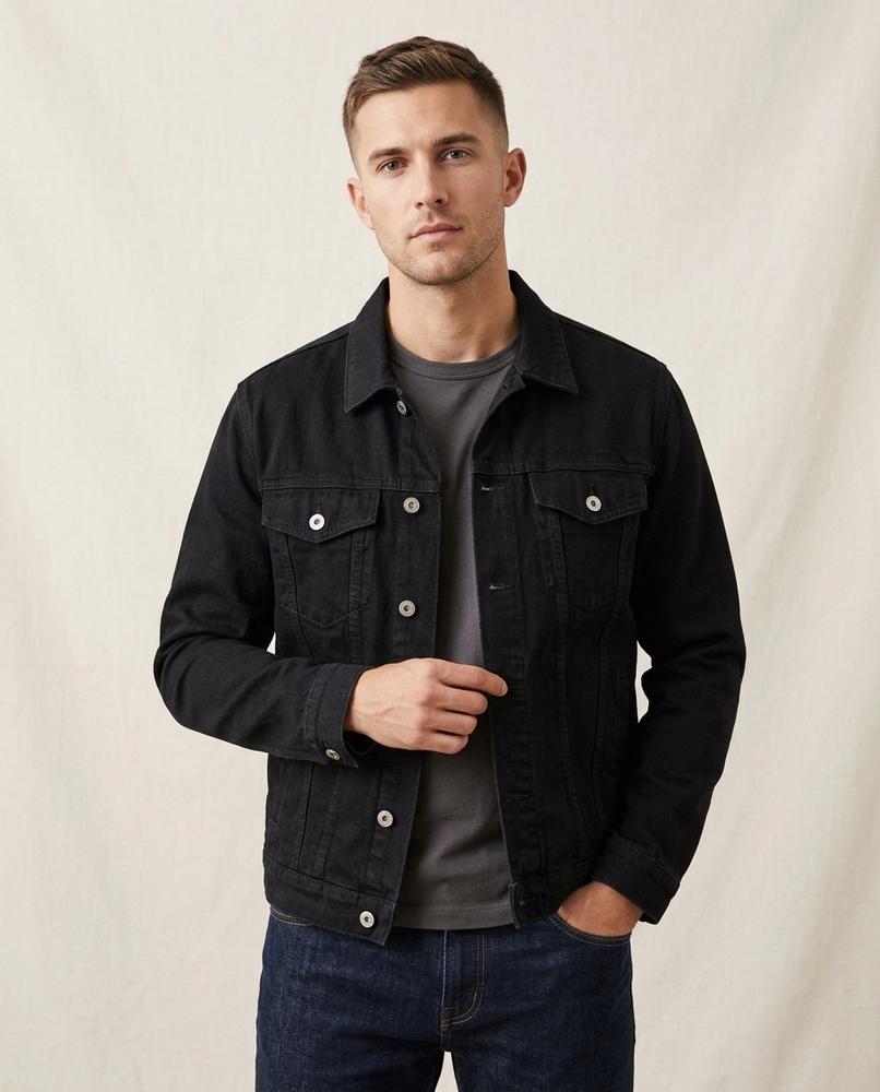 Lands Fashion - Kekar | Washed Black Button-Front Denim Jacket Men