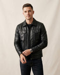 Lands Fashion - Ninav | Zip-Up Collared Leather Jacket Men