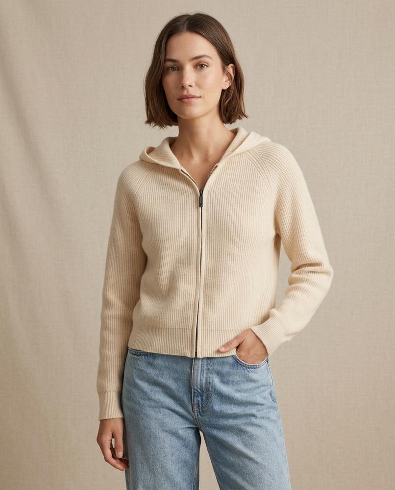 Lands Fashion - Salen | Ribbed Hooded Knit Cardigan Women