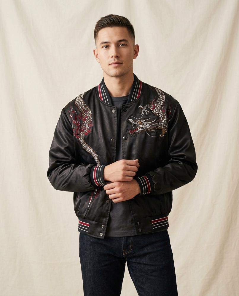 Lands Fashion - Zasol | Embroidered Satin Jacket Men
