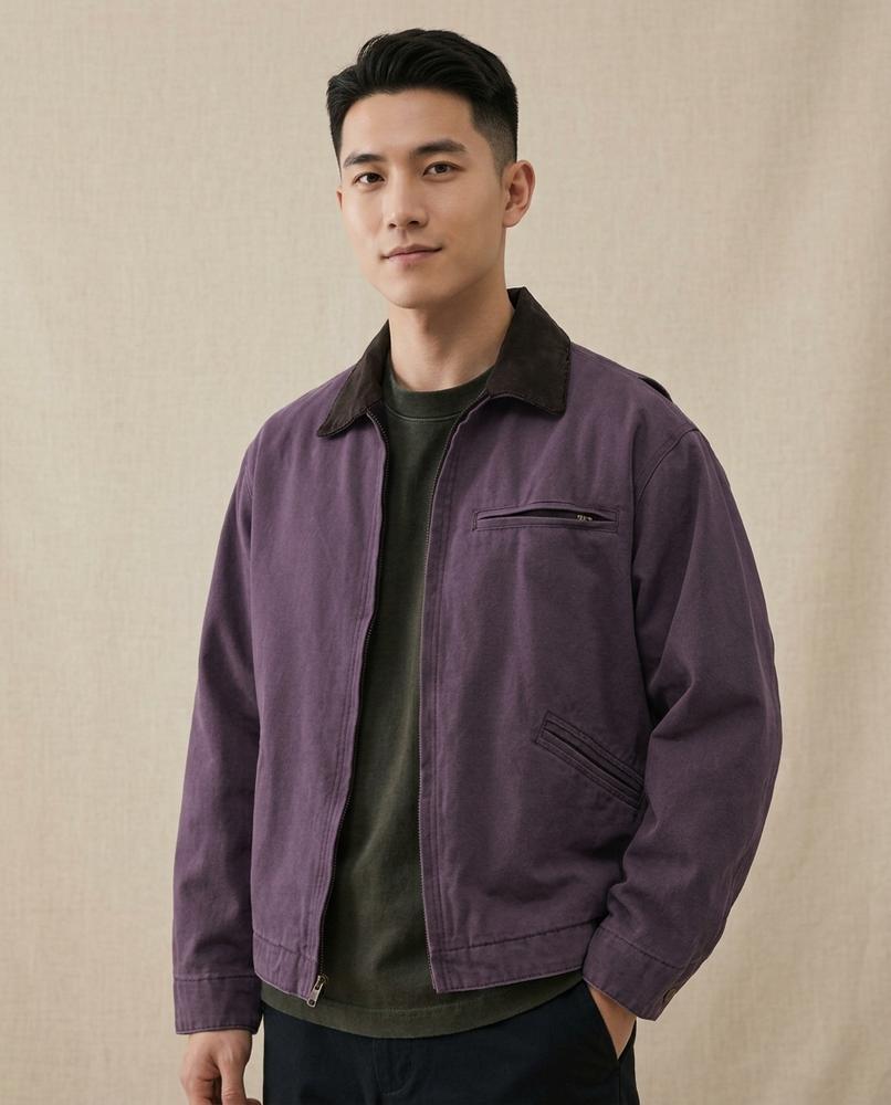 Lands Fashion - Alkar | Washed Contrast-Collar Jacket Men