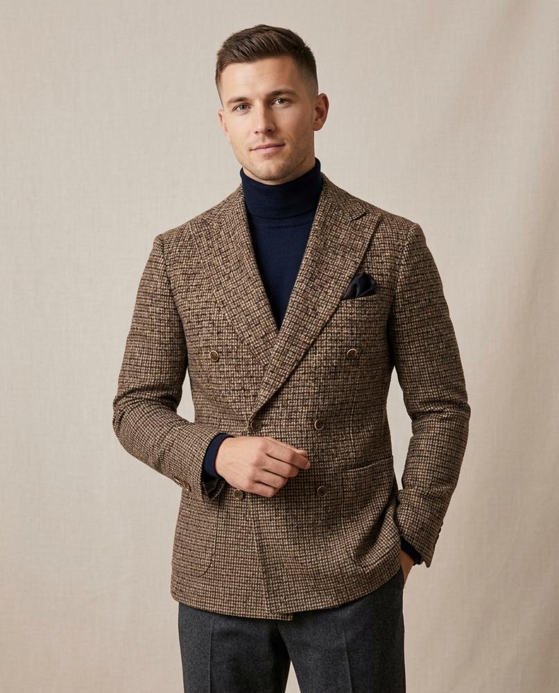 Lands Fashion - Setir | Double-Breasted Checked Blazer Men