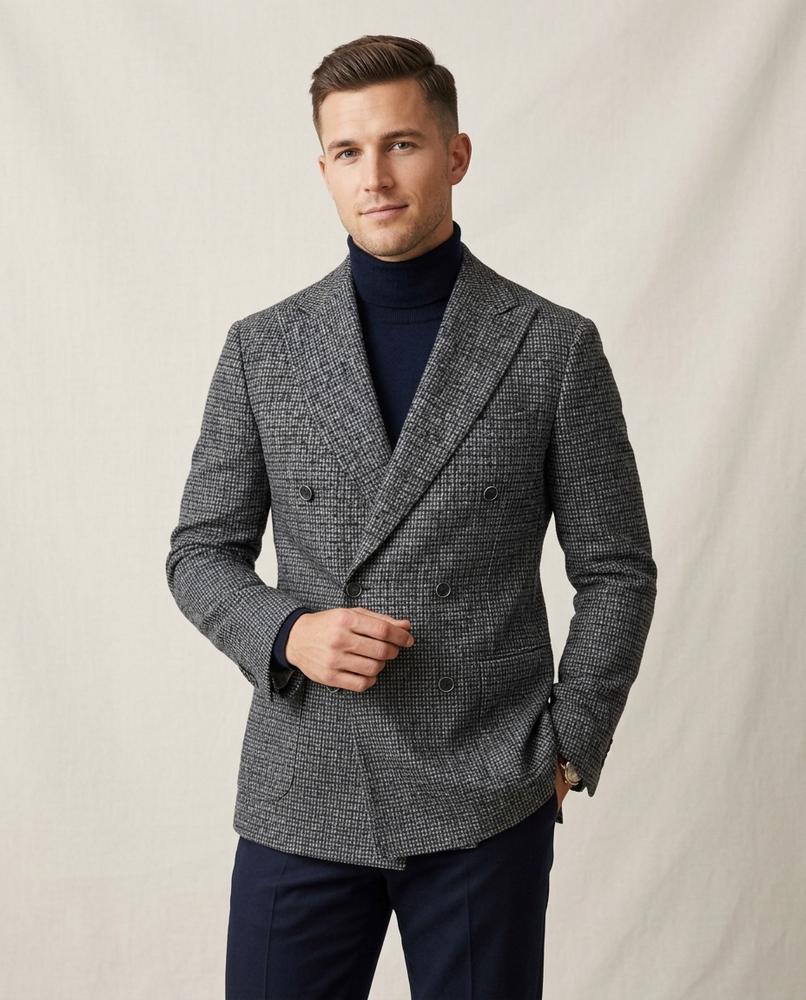 Lands Fashion - Setir | Double-Breasted Checked Blazer Men