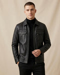 Lands Fashion - Vimon | Faux Leather Braided-Trim Jacket Men