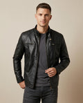 Lands Fashion - Lasan | Quilted Zipped Leather Jacket Men