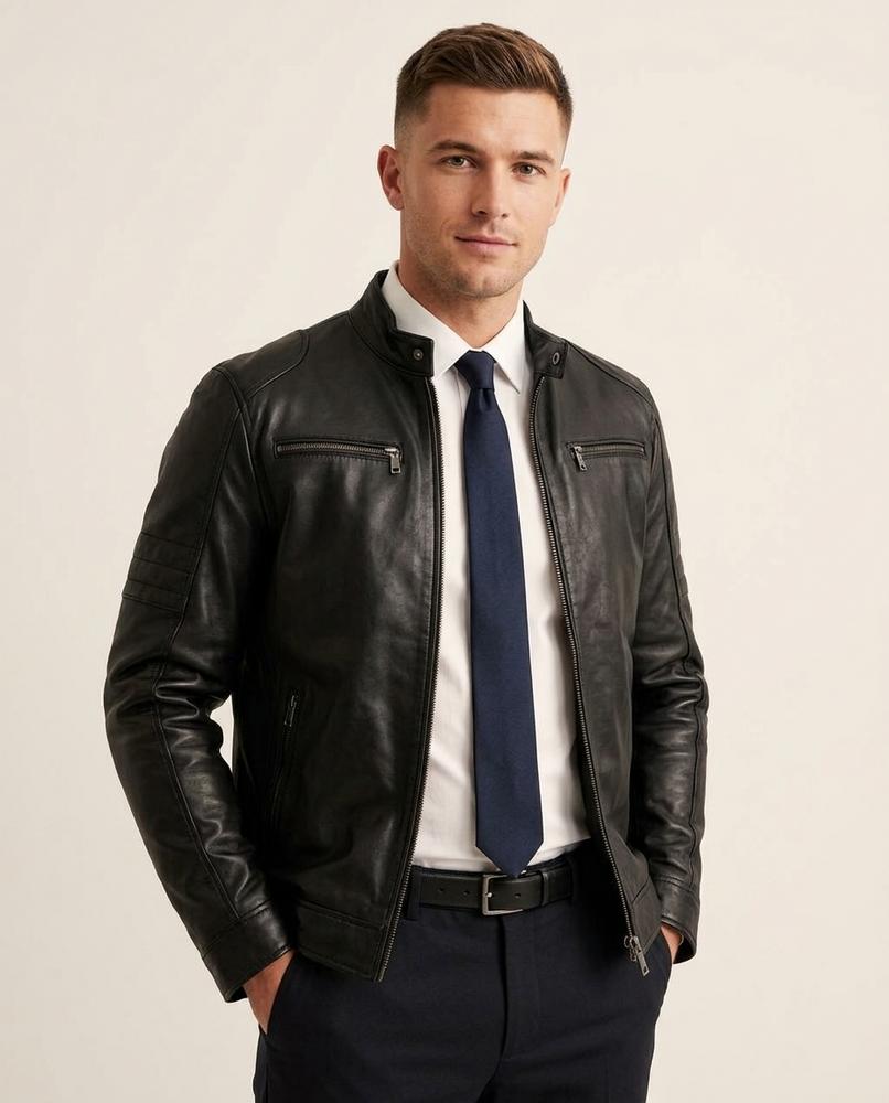 Lands Fashion - Keken | Slim Fit Moto-Style Leather Jacket Men