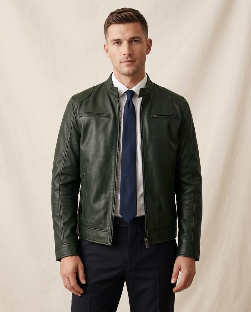 Lands Fashion - Keken | Slim Fit Moto-Style Leather Jacket Men
