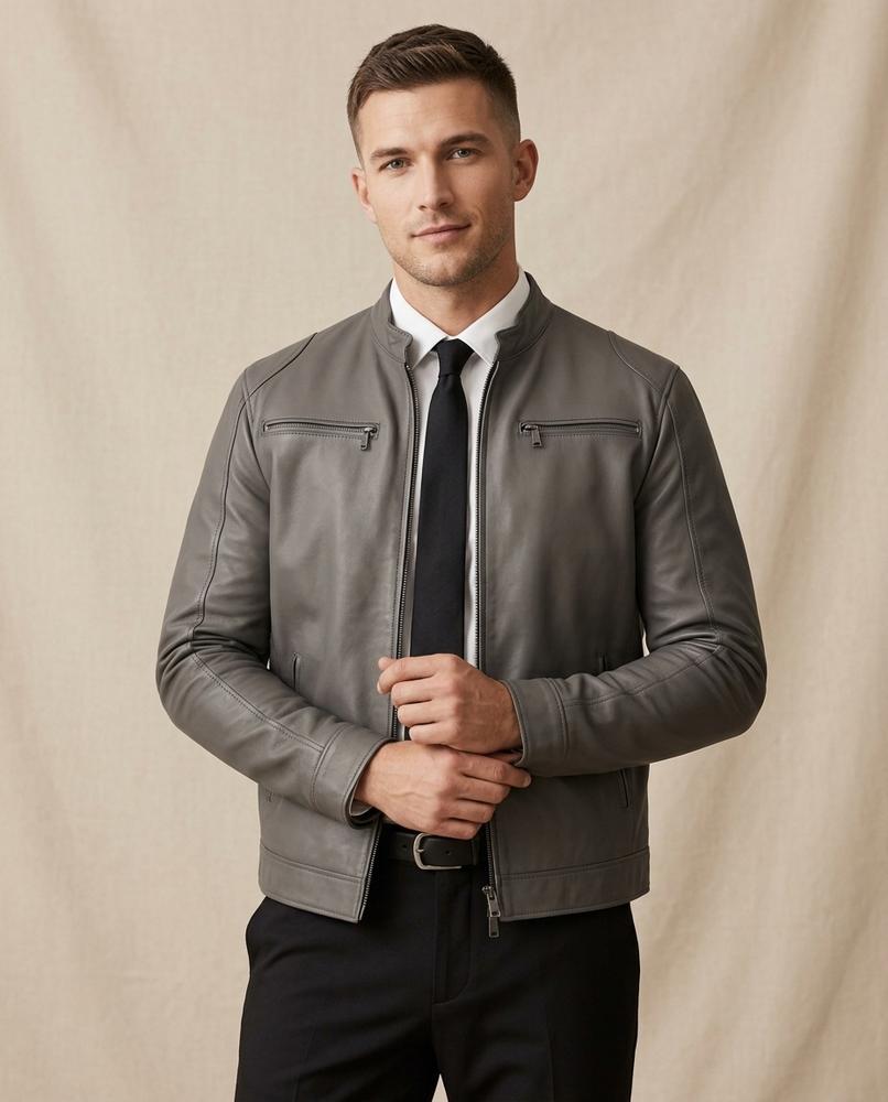 Lands Fashion - Keken | Slim Fit Moto-Style Leather Jacket Men