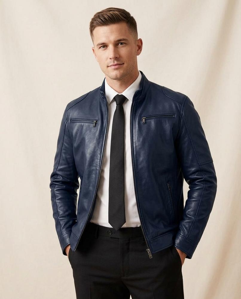 Lands Fashion - Keken | Slim Fit Moto-Style Leather Jacket Men