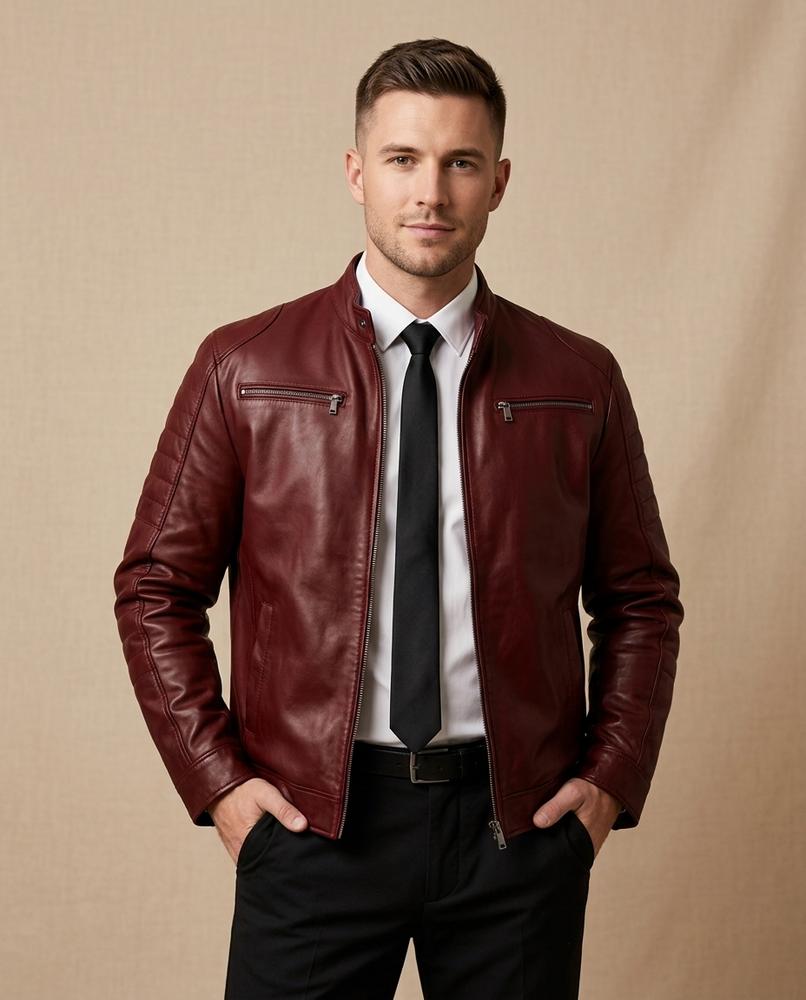 Lands Fashion - Keken | Slim Fit Moto-Style Leather Jacket Men