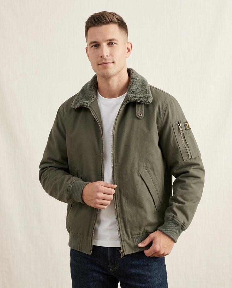 Lands Fashion - Lalan | Sherpa-Collar Lined Jacket Men