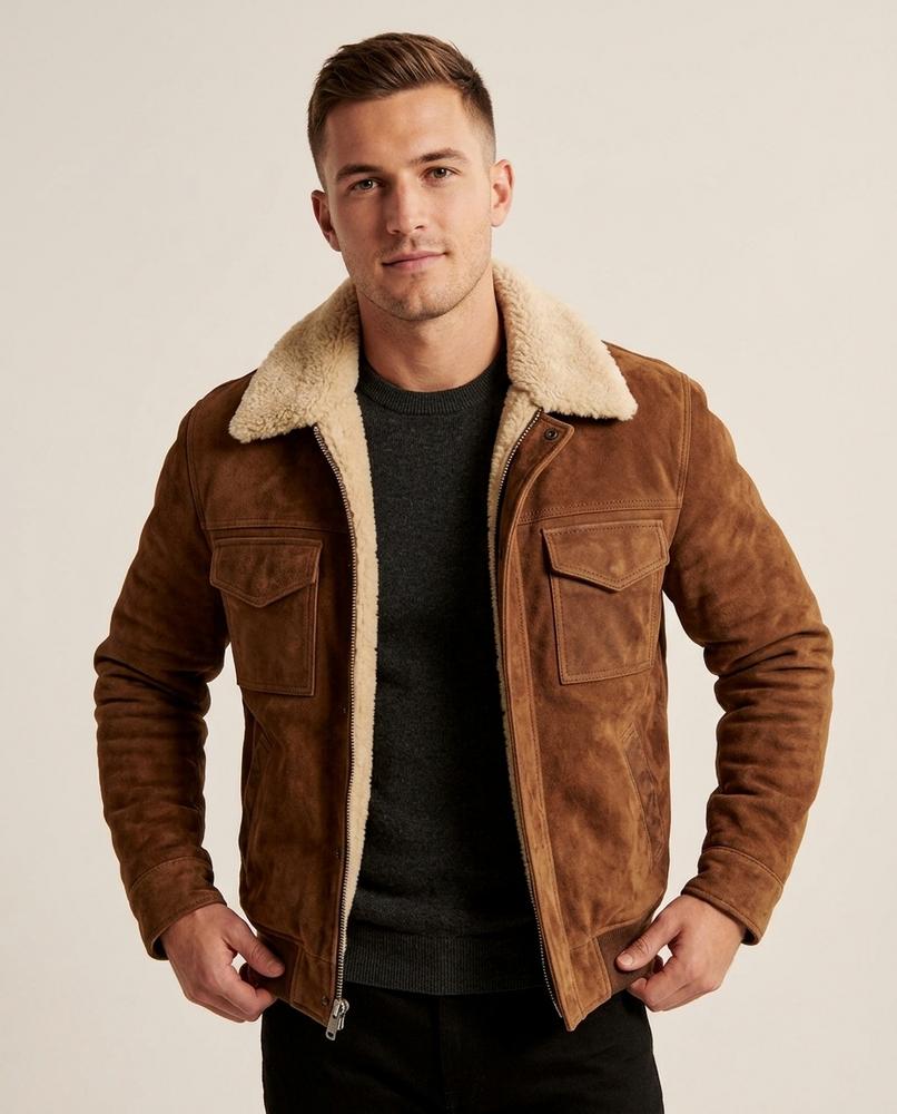 Lands Fashion - Nomin | Suede Shearling-Lined Jacket Men