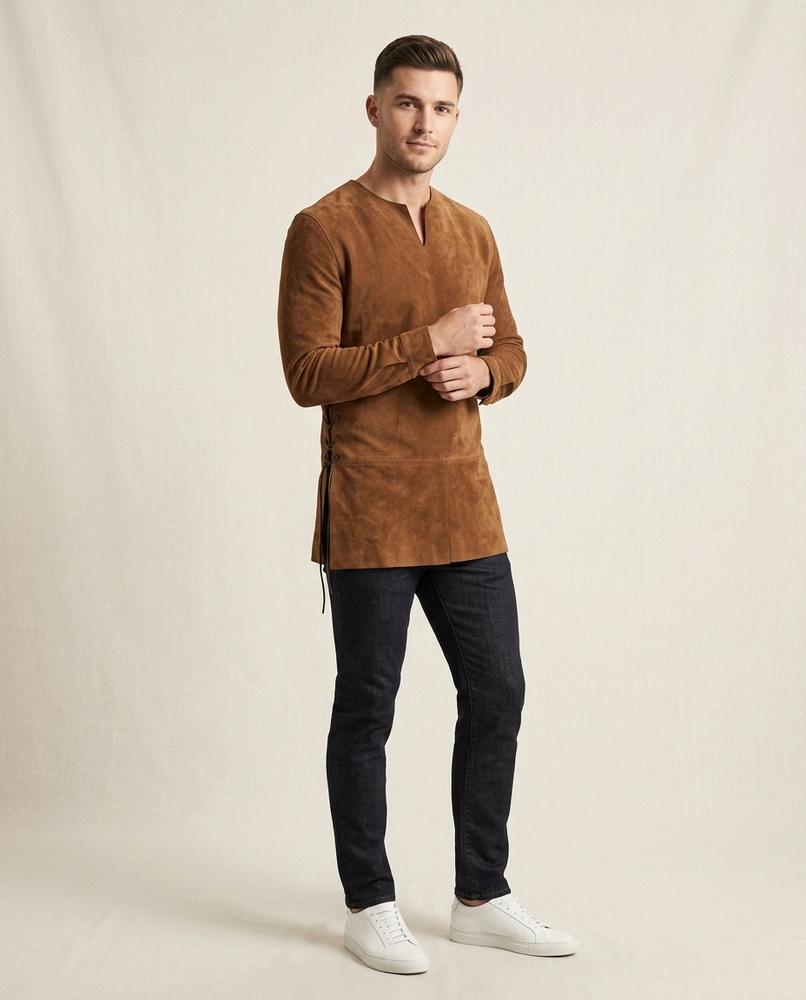 Lands Fashion - Elmor | Suede Lace-Up Tunic Men