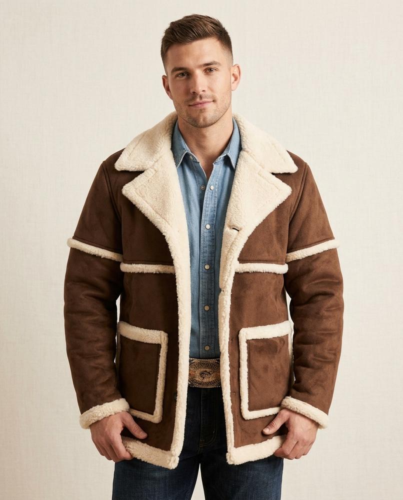 Lands Fashion - Lenor | Sherpa-Lined Faux-Suede Jacket Men