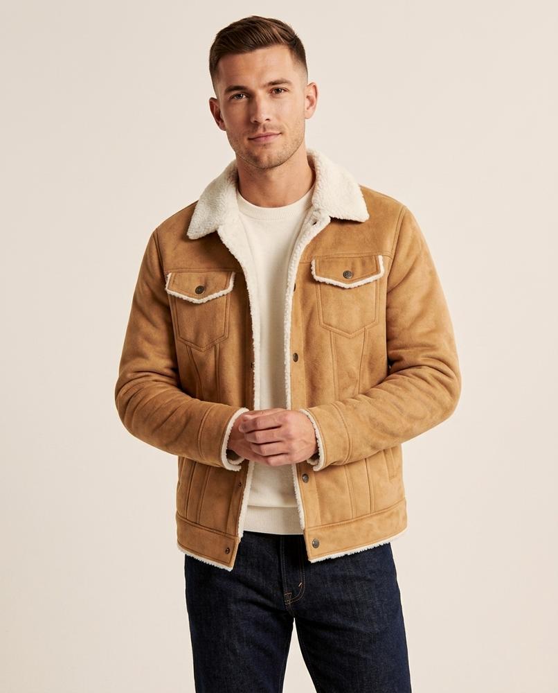 Lands Fashion - Lykar | Shearling-Lined Faux Suede Jacket Men