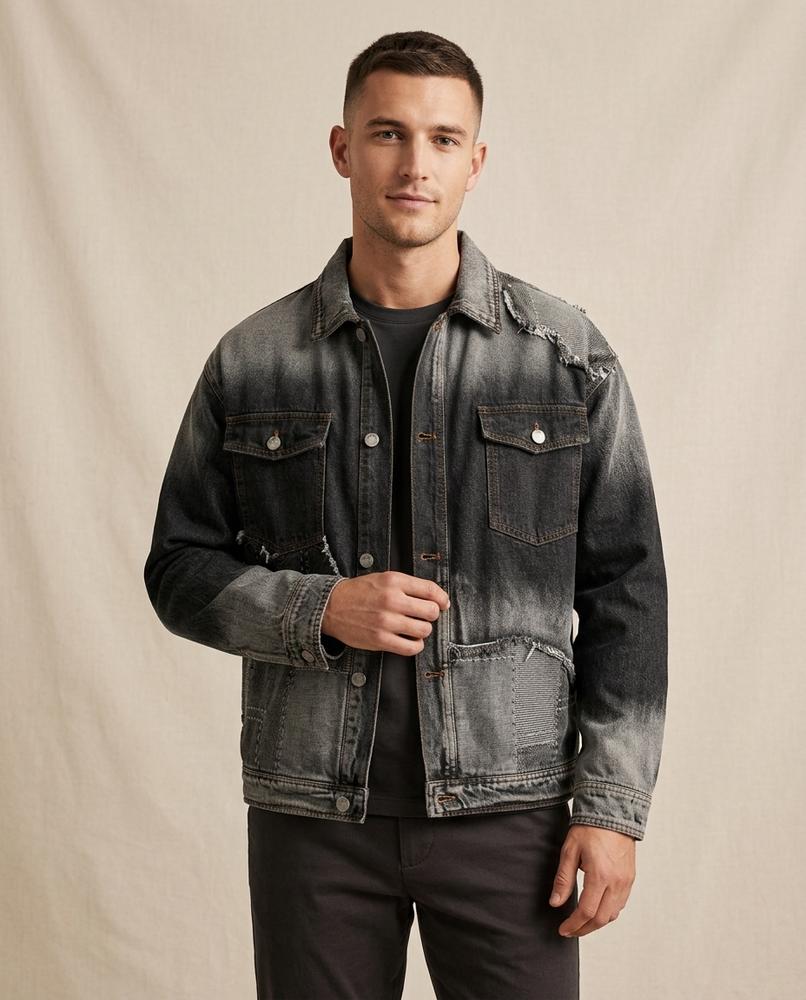Lands Fashion - Visil | Washed-Out Distressed Denim Jacket Men