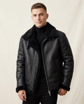 Lands Fashion - Zahal | Shearling-Lined Asymmetrical Leather Jacket Men