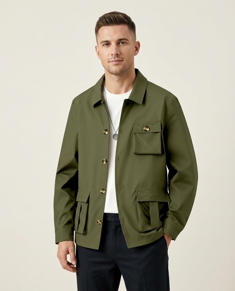 Lands Fashion - Zaver | Button-Front Multi-Pocket Jacket Men