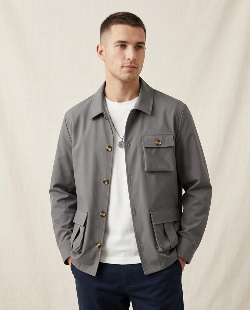 Lands Fashion - Zaver | Button-Front Multi-Pocket Jacket Men