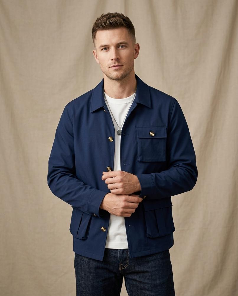 Lands Fashion - Zaver | Button-Front Multi-Pocket Jacket Men