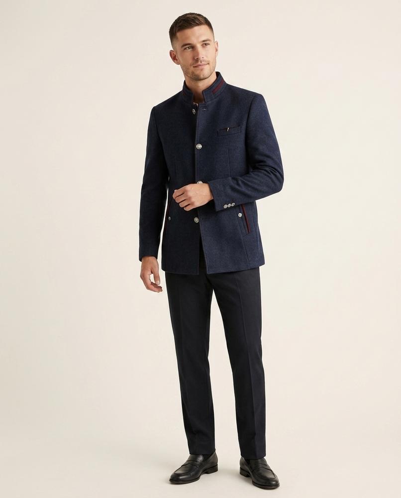 Lands Fashion - Vaven | Stand-Up Collar Textured Blazer Men