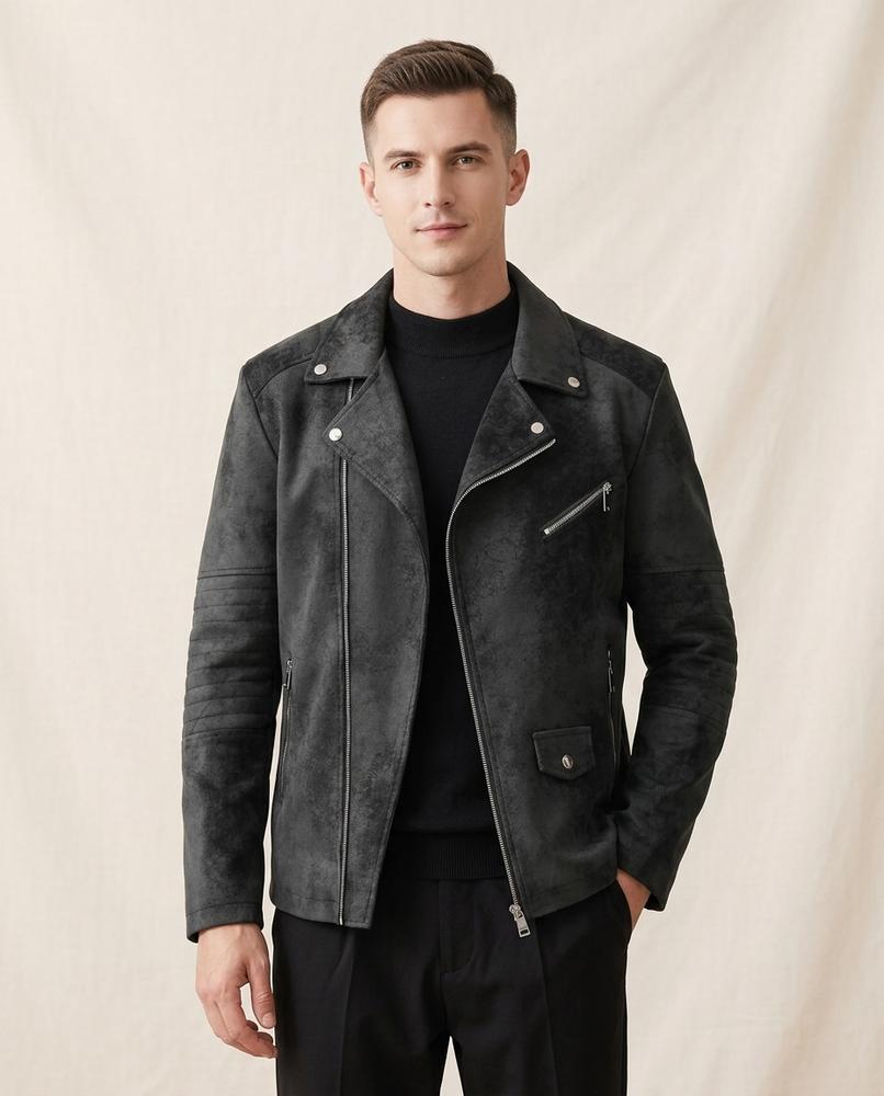 Lands Fashion - Vedan | Faux Suede Asymmetrical Jacket Men