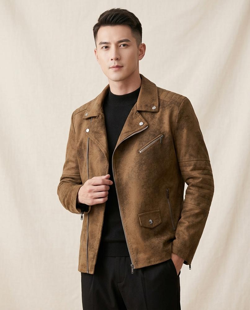 Lands Fashion - Vedan | Faux Suede Asymmetrical Jacket Men