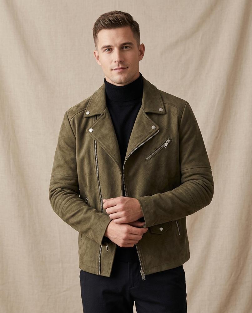 Lands Fashion - Vedan | Faux Suede Asymmetrical Jacket Men